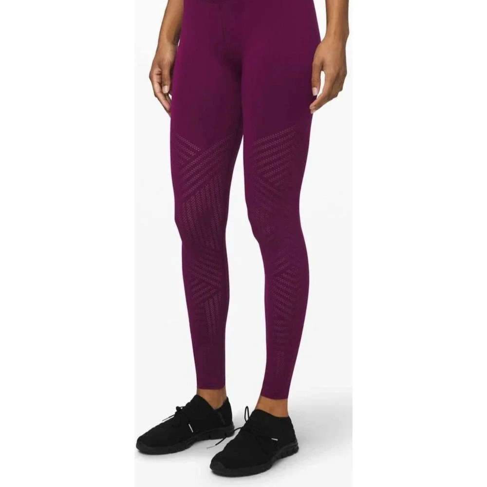 Lululemon Reveal Tight *Mesh Stripes Marvel (W5BU7S) Size‎ 8 fushia